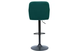 Miliboo Barhocker höhenverstellbar aus petrolblauem Samt und schwarzem Metall (2er-Set) AMIKA* Barhocker