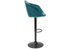 Miliboo Barhocker höhenverstellbar und 360° drehbar aus petrolblauem Samt und schwarzem Metall (2er-Set) TAYA* Barhocker