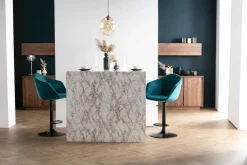 Miliboo Barhocker höhenverstellbar und 360° drehbar aus petrolblauem Samt und schwarzem Metall (2er-Set) TAYA* Barhocker