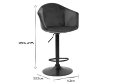 Miliboo Barhocker höhenverstellbar und 360° drehbar aus petrolblauem Samt und schwarzem Metall (2er-Set) TAYA* Barhocker