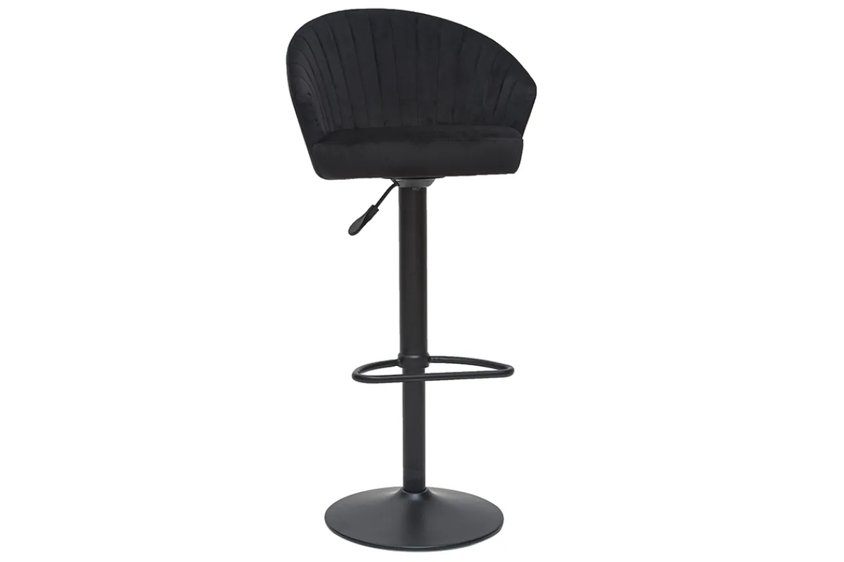 Miliboo Barhocker, höhenverstellbar, schwarzer Samt IZAAC* Barhocker