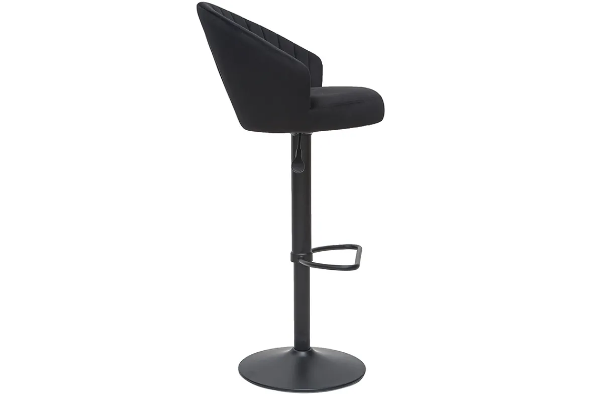 Miliboo Barhocker, höhenverstellbar, schwarzer Samt IZAAC* Barhocker