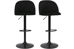 Miliboo Barhocker höhenverstellbar schwarzer Samt und schwarzes Metall (2er-Set) CELESTE* Barhocker