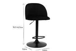Miliboo Barhocker höhenverstellbar schwarzer Samt und schwarzes Metall (2er-Set) CELESTE* Barhocker