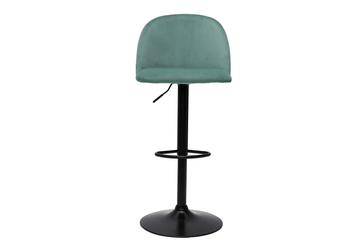 Miliboo Barhocker höhenverstellbar aus hellgrünem Samt und schwarzem Metall (2er-Set) CELESTE* Barhocker