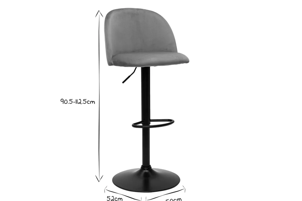 Miliboo Barhocker höhenverstellbar aus hellgrünem Samt und schwarzem Metall (2er-Set) CELESTE* Barhocker