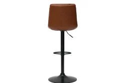 Miliboo Barhocker höhenverstellbar braunes Polyurethan und schwarzes Metall (2er-Set) ZUCK* Barhocker