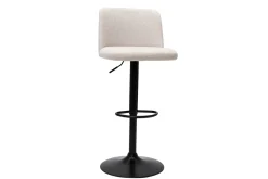 Miliboo Barhocker höhenverstellbar Stoff mit strukturiertem Samteffekt in Beige und schwarzes Metall (2er-Set) MONTI* Barhocker