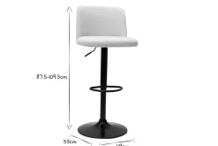 Miliboo Barhocker höhenverstellbar Stoff mit strukturiertem Samteffekt in Beige und schwarzes Metall (2er-Set) MONTI* Barhocker