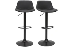 Miliboo Barhocker höhenverstellbar schwarzes Polyurethan und schwarzes Metall (2er-Set) NONIE* Barhocker