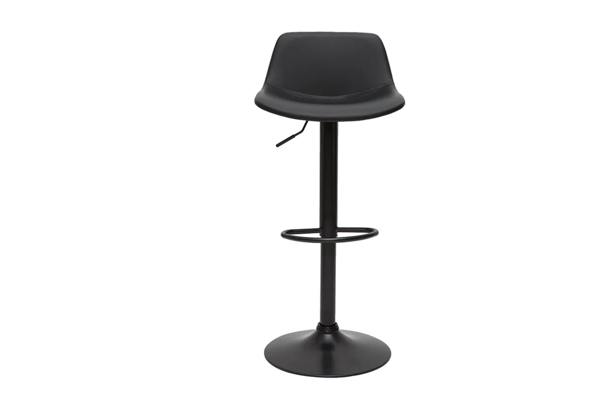 Miliboo Barhocker höhenverstellbar schwarzes Polyurethan und schwarzes Metall (2er-Set) NONIE* Barhocker