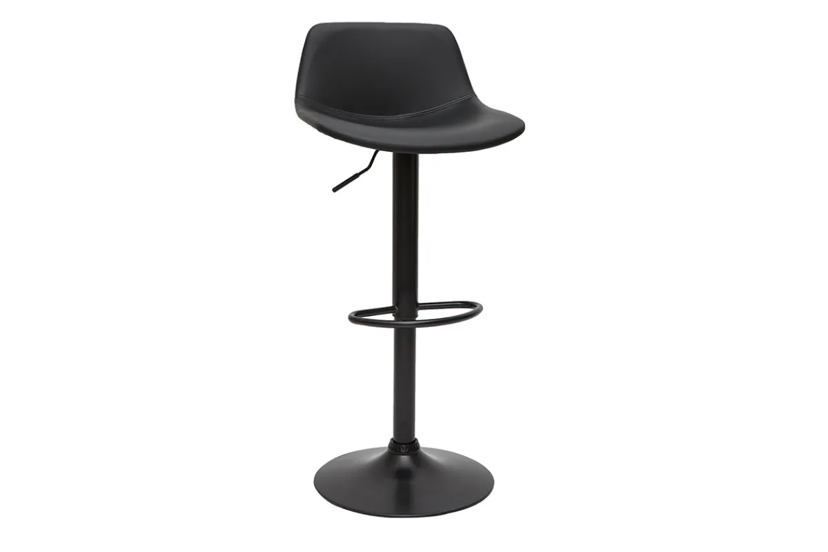 Miliboo Barhocker höhenverstellbar schwarzes Polyurethan und schwarzes Metall (2er-Set) NONIE* Barhocker