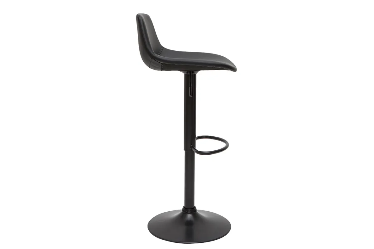 Miliboo Barhocker höhenverstellbar schwarzes Polyurethan und schwarzes Metall (2er-Set) NONIE* Barhocker