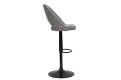 Miliboo Barhocker höhenverstellbar Stoff mit strukturiertem Samteffekt in Grau und schwarzes Metall (2er-Set) COSETTE* Barhocker