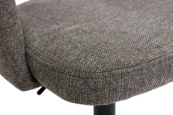 Miliboo Barhocker höhenverstellbar Stoff mit strukturiertem Samteffekt in Grau und schwarzes Metall (2er-Set) COSETTE* Barhocker
