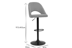Miliboo Barhocker höhenverstellbar Stoff mit strukturiertem Samteffekt in Gelb und schwarzes Metall (2er-Set) COSETTE* Barhocker