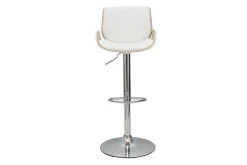 Miliboo Barhocker höhenverstellbar weiß und helles Holz VESPER* Barhocker