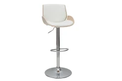 Miliboo Barhocker höhenverstellbar weiß und helles Holz VESPER* Barhocker