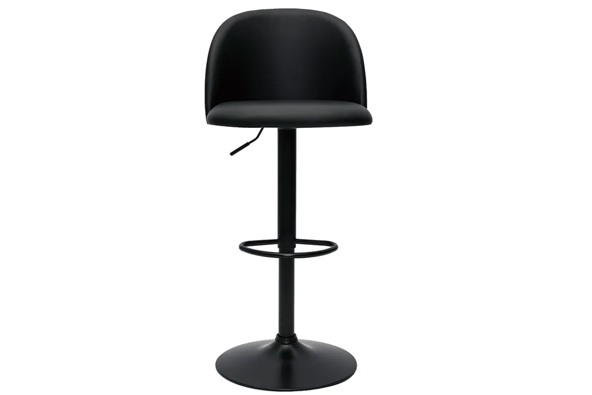 Miliboo Barhocker höhenverstellbar schwarzes Polyurethan und schwarzes Metall (2er-Set) CELESTE* Barhocker