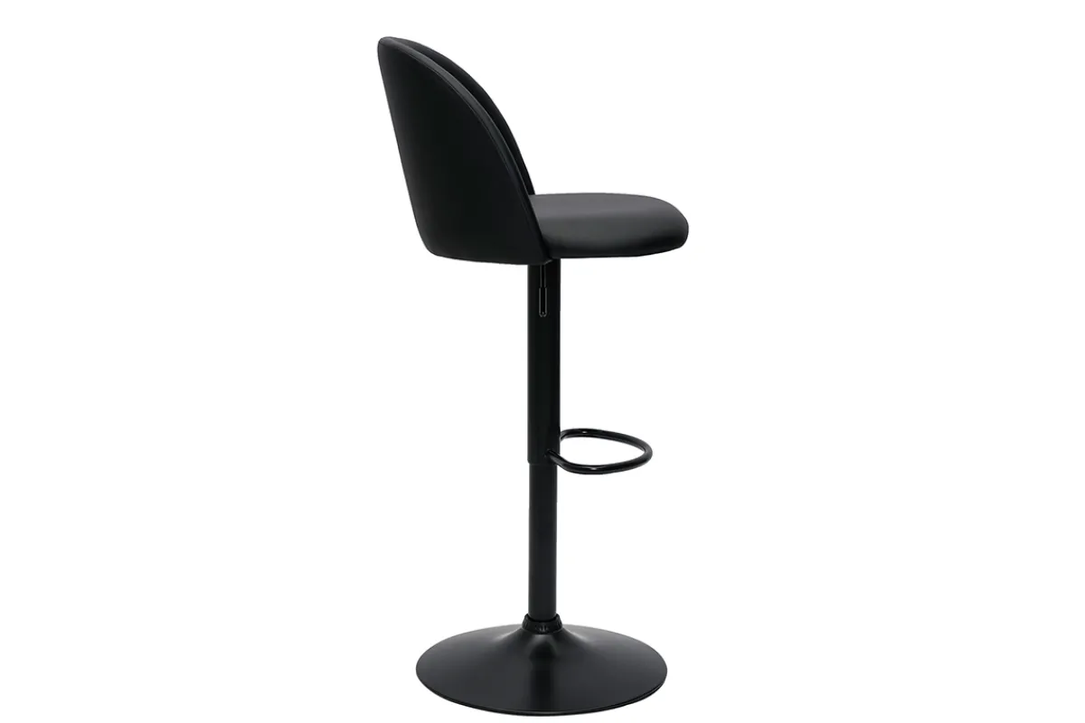 Miliboo Barhocker höhenverstellbar schwarzes Polyurethan und schwarzes Metall (2er-Set) CELESTE* Barhocker