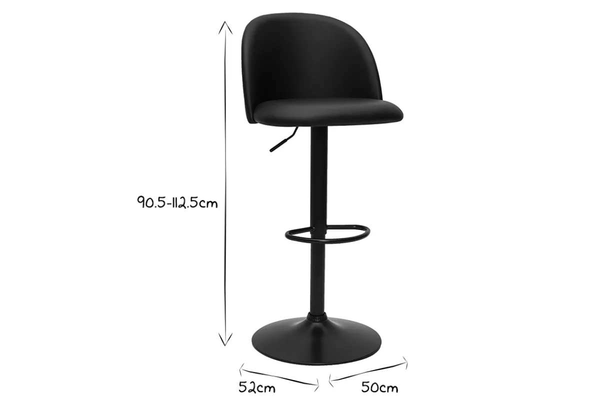 Miliboo Barhocker höhenverstellbar schwarzes Polyurethan und schwarzes Metall (2er-Set) CELESTE* Barhocker