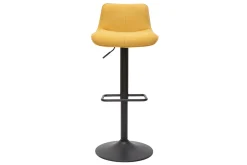 Miliboo Barhocker höhenverstellbar und um 360° drehbar aus Stoff mit strukturiertem Samteffekt in Senfgelb und Metall (2er-Set) BOOST* Barhocker