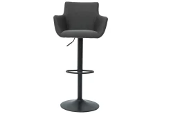 Miliboo Barhocker höhenverstellbar anthrazitgrauer Stoff und schwarz lackiertes Metall 2er-Set CARLIE* Barhocker