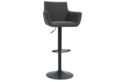 Miliboo Barhocker höhenverstellbar anthrazitgrauer Stoff und schwarz lackiertes Metall 2er-Set CARLIE* Barhocker