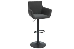 Miliboo Barhocker höhenverstellbar anthrazitgrauer Stoff und schwarz lackiertes Metall 2er-Set CARLIE* Barhocker