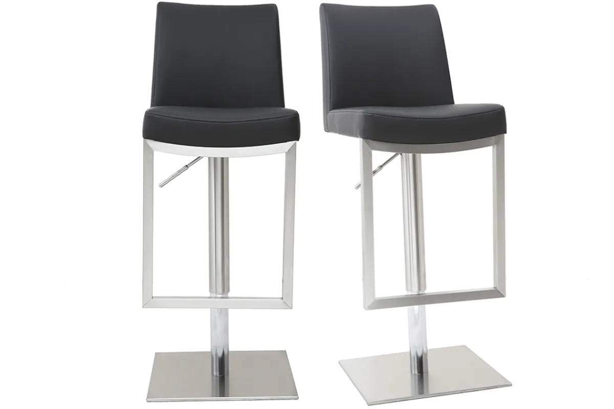Miliboo Barhocker höhenverstellbar schwarz und verchromter Stahl (2er-Set) KYLE* Barhocker