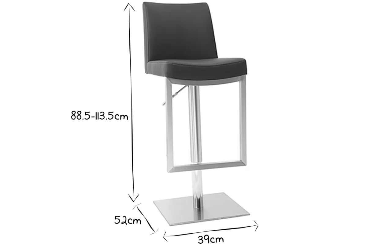 Miliboo Barhocker höhenverstellbar schwarz und verchromter Stahl (2er-Set) KYLE* Barhocker