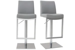 Miliboo Barhocker höhenverstellbar grau und verchromter Stahl (2er-Set) KYLE* Barhocker