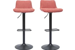 Miliboo Barhocker höhenverstellbar und um 360° drehbar aus Stoff mit strukturiertem Samteffekt in Terracotta und schwarzem Metall (2er-Set) BOOST* Barhocker