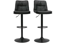 Miliboo Barhocker höhenverstellbar schwarzes Polyurethan und schwarzes Metall (2er-Set) ZUCK* Barhocker