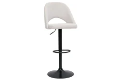 Miliboo Barhocker höhenverstellbar Stoff mit strukturiertem Samteffekt in Beige und schwarzes Metall (2er-Set) COSETTE* Barhocker