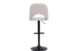 Miliboo Barhocker höhenverstellbar Stoff mit strukturiertem Samteffekt in Beige und schwarzes Metall (2er-Set) COSETTE* Barhocker