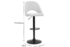 Miliboo Barhocker höhenverstellbar Stoff mit strukturiertem Samteffekt in Beige und schwarzes Metall (2er-Set) COSETTE* Barhocker