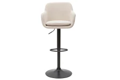 Miliboo Barhocker höhenverstellbar beiger Stoff mit Samteffekt und Metall (2er-Set) AMIKA* Barhocker