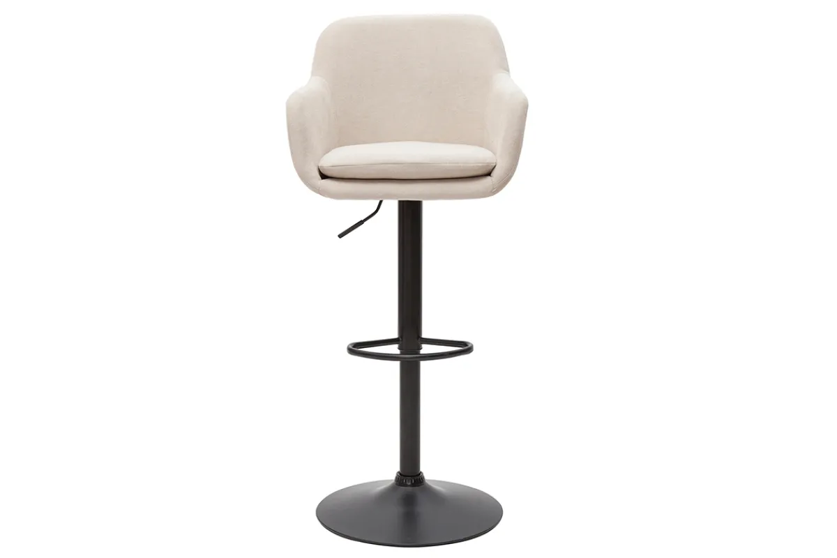 Miliboo Barhocker höhenverstellbar beiger Stoff mit Samteffekt und Metall (2er-Set) AMIKA* Barhocker