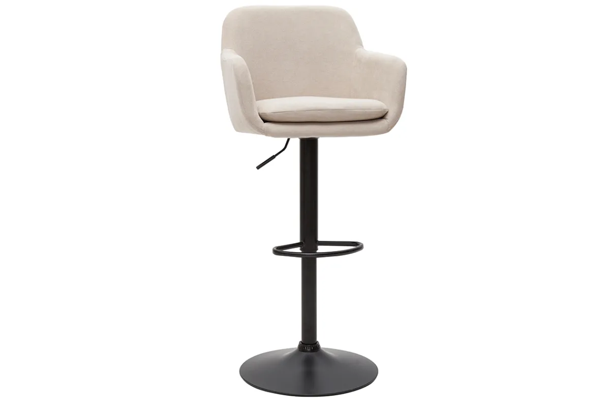 Miliboo Barhocker höhenverstellbar beiger Stoff mit Samteffekt und Metall (2er-Set) AMIKA* Barhocker