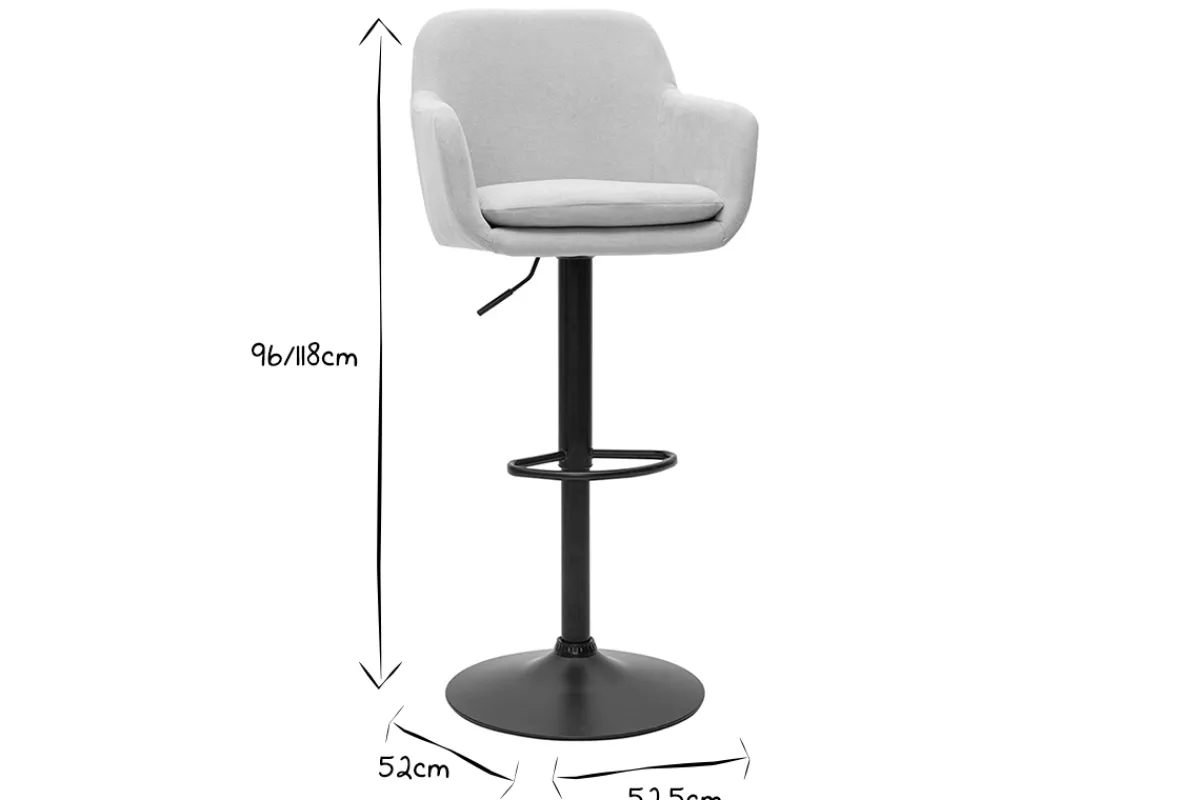 Miliboo Barhocker höhenverstellbar beiger Stoff mit Samteffekt und Metall (2er-Set) AMIKA* Barhocker