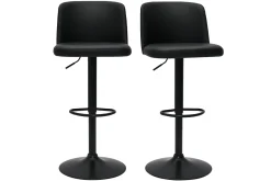 Miliboo Barhocker höhenverstellbar schwarzes Polyurethan und schwarzes Metall (2er-Set) MONTI* Barhocker