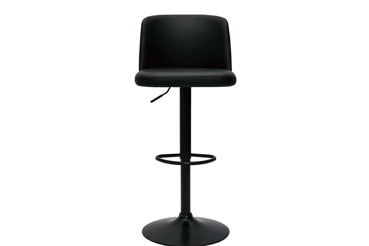 Miliboo Barhocker höhenverstellbar schwarzes Polyurethan und schwarzes Metall (2er-Set) MONTI* Barhocker
