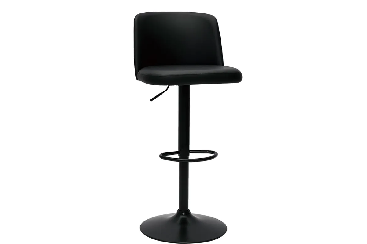 Miliboo Barhocker höhenverstellbar schwarzes Polyurethan und schwarzes Metall (2er-Set) MONTI* Barhocker