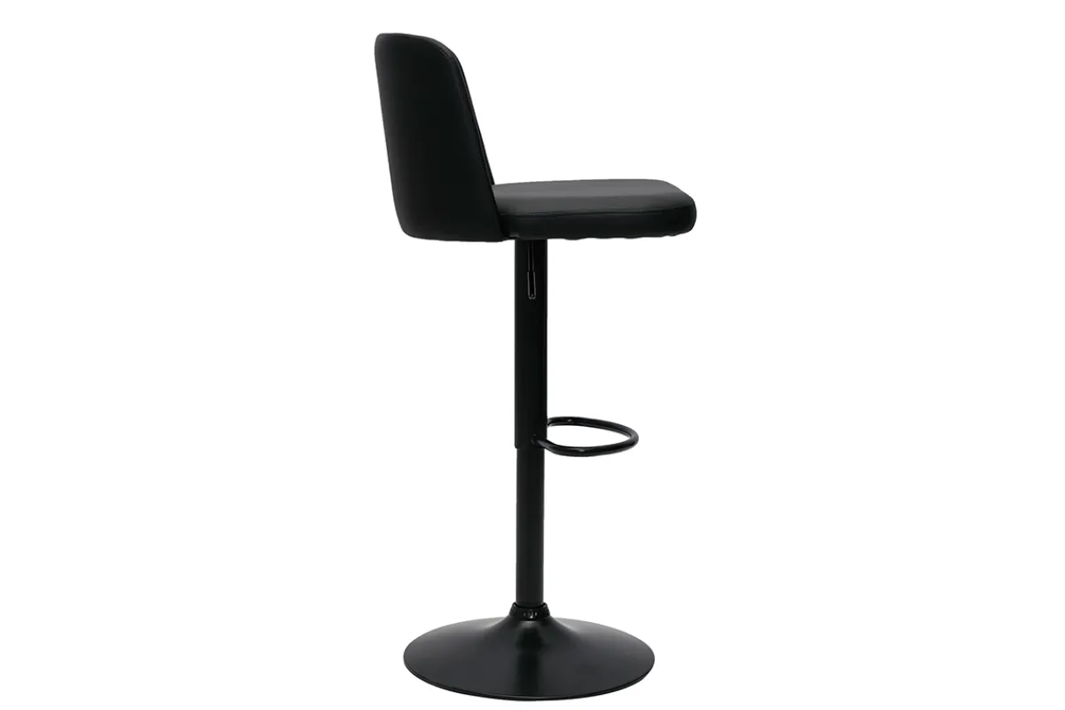 Miliboo Barhocker höhenverstellbar schwarzes Polyurethan und schwarzes Metall (2er-Set) MONTI* Barhocker