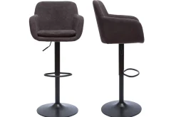 Miliboo Barhocker höhenverstellbar Stoff mit Samteffekt dunkelgrau (2er-Set) AMIKA* Barhocker