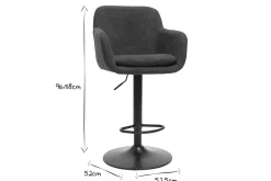 Miliboo Barhocker höhenverstellbar Stoff mit Samteffekt dunkelgrau (2er-Set) AMIKA* Barhocker