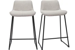 Miliboo Barhocker in beigem Stoff mit Samteffekt und Metall H65 cm (2er-Set) BOOST* Barhocker