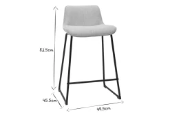 Miliboo Barhocker in beigem Stoff mit Samteffekt und Metall H65 cm (2er-Set) BOOST* Barhocker