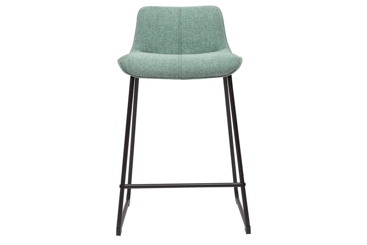 Miliboo Barhocker in blassgrünem Stoff mit Samteffekt und Metallfuß H65 cm (2er-Set) BOOST* Barhocker